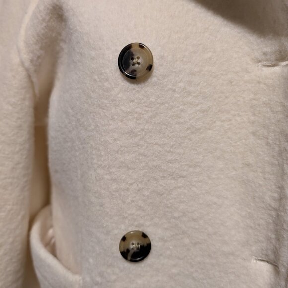 "J. CREW CREAM ITALIAN BOILED WOOL PEA COAT JACKET (SIZE 14)" - Picture 3 of 13